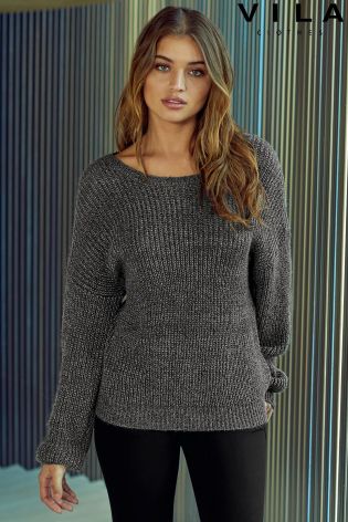 Vila Lace Trim V-Back Jumper